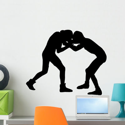 Boxing Silhouette Wall Decal shown on a wall