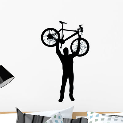 Victory Lifting BMX Silhouette Wall Decal shown on a wall