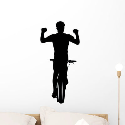 No-hands BMX Silhouette Wall Decal shown on a wall