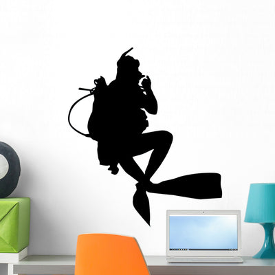 Scuba Diver Photographs Wall Decal shown on a wall