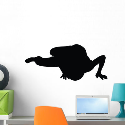 Freestyle Break Dance Silhouette Wall Decal shown on a wall