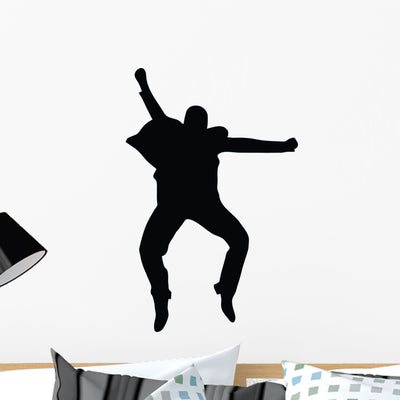 Freestyle Break Dance Silhouette Wall Decal shown on a wall