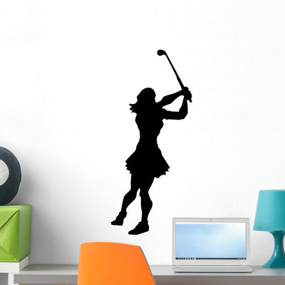 Golfing Silhouette Wall Decal shown on a wall