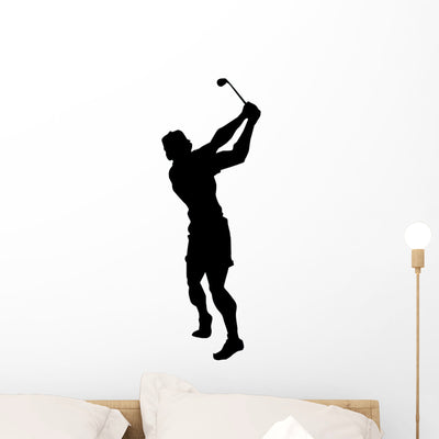Golfing Silhouette Wall Decal shown on a wall
