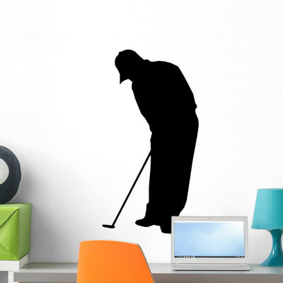 Golfing Silhouette Wall Decal shown on a wall
