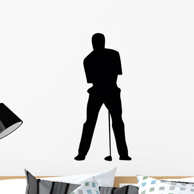 Putting Golfing Silhouette Wall Decal shown on a wall