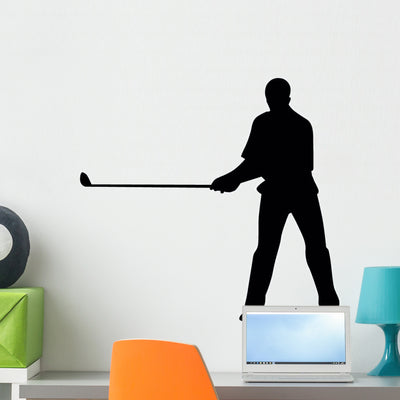 Golfing Silhouette Wall Decal shown on a wall