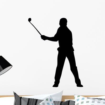 Golfing Silhouette Wall Decal shown on a wall