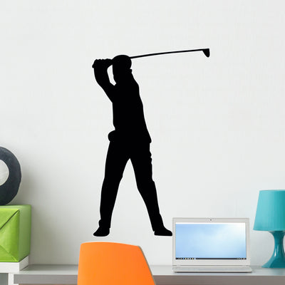 Golfing Silhouette Wall Decal shown on a wall