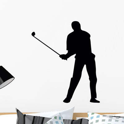 Golfing Silhouette Wall Decal shown on a wall