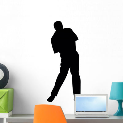 Golfing Silhouette Wall Decal shown on a wall