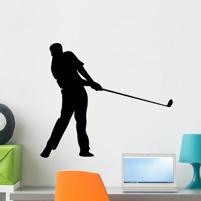 Golfing Silhouette Wall Decal shown on a wall