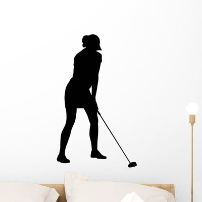 Female Golf Wall Decal shown on a wall
