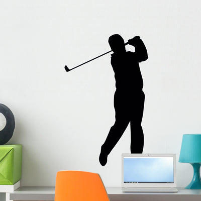 Golfing Silhouette Wall Decal shown on a wall