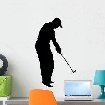 Golfing Silhouette Wall Decal shown on a wall