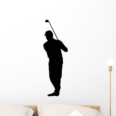Golfing Silhouette Wall Decal shown on a wall