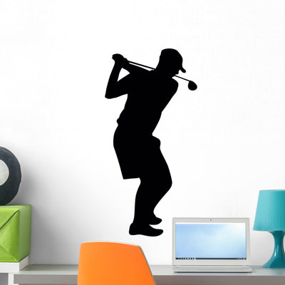 Golfing Silhouette Wall Decal shown on a wall