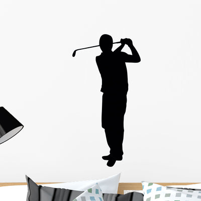 Golfing Silhouette Wall Decal shown on a wall