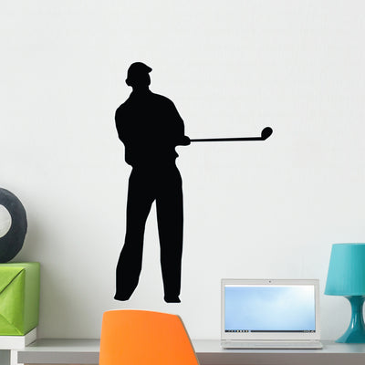 Golfing Silhouette Wall Decal shown on a wall
