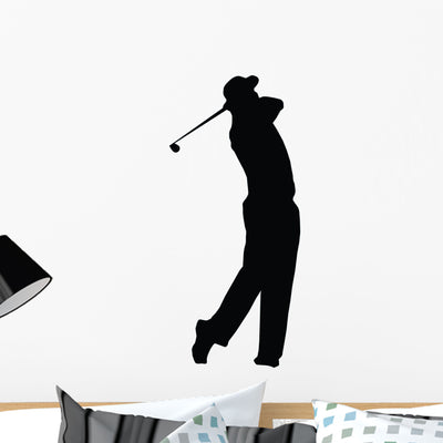 Golfing Silhouette Wall Decal shown on a wall