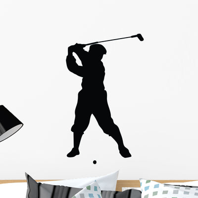 Golfing Silhouette Wall Decal shown on a wall