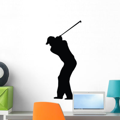 Golfing Silhouette Wall Decal shown on a wall