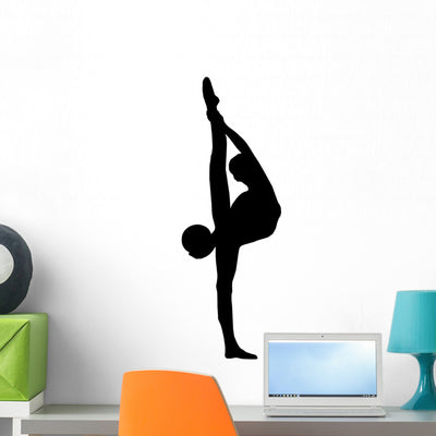 Gymnastic Silhouette Wall Decal shown on a wall
