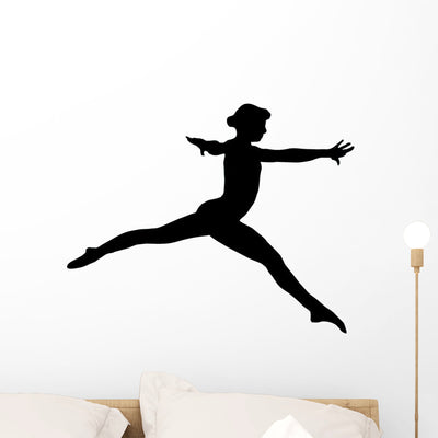 Gymnastic Silhouette Wall Decal shown on a wall
