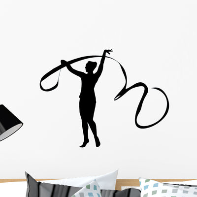 Gymnastic Silhouette Wall Decal shown on a wall