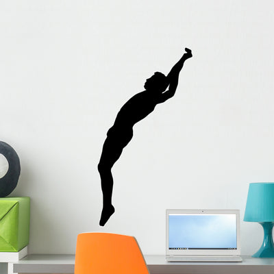 Gymnastic Silhouette Wall Decal shown on a wall