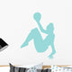 Gymnastics Silhouette Ball Blue Wall Decal