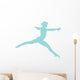 Gymnastics Silhouette Leap Blue Wall Decal