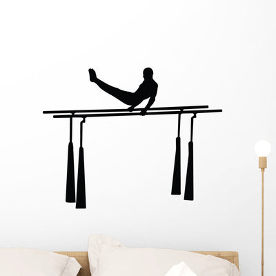 Gymnastics Silhouette Parallel Bars Wall Decal shown on a wall