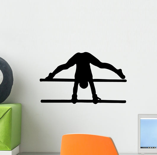 Gymnastics Silhouette Style Front Flip Parallel Bars Wall Decal