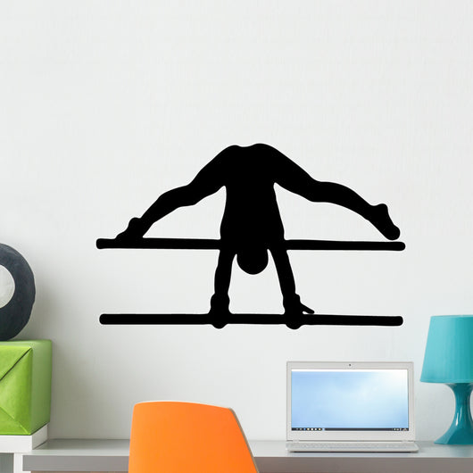 Gymnastics Silhouette Style Front Flip Parallel Bars Wall Decal