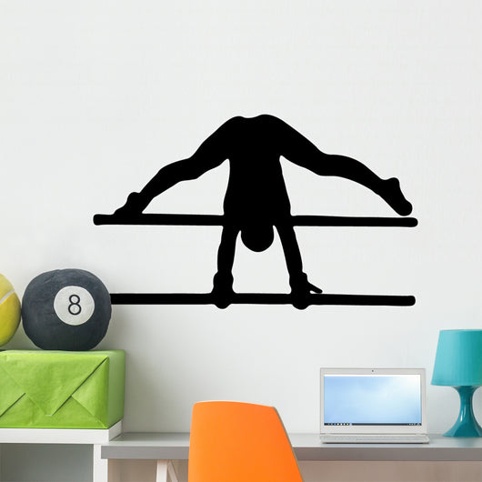 Gymnastics Silhouette Style Front Flip Parallel Bars Wall Decal