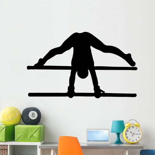 Gymnastics Silhouette Style Front Flip Parallel Bars Wall Decal