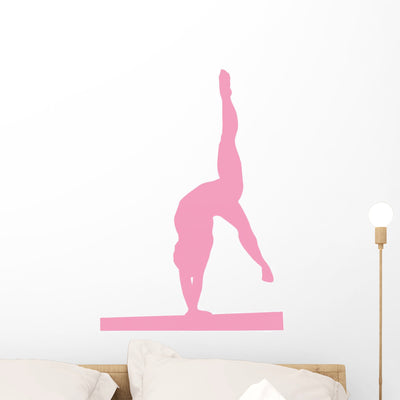Gymnastics Handstand Balance Beam Wall Decal shown on a wall