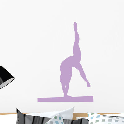 Gymnastics Handstand Balance Beam Wall Decal shown on a wall