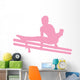 Gymnastics Silhouette Double Parallel Bars - Pink Wall Decal