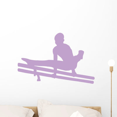 Gymnastics Silhouette Double Parallel Wall Decal shown on a wall