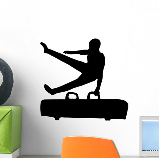 Gymnastics Silhouette Style Single Hand Horse Flip Wall Decal