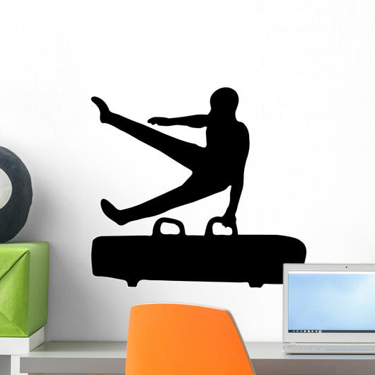 Gymnastics Silhouette Style Single Hand Horse Flip Wall Decal