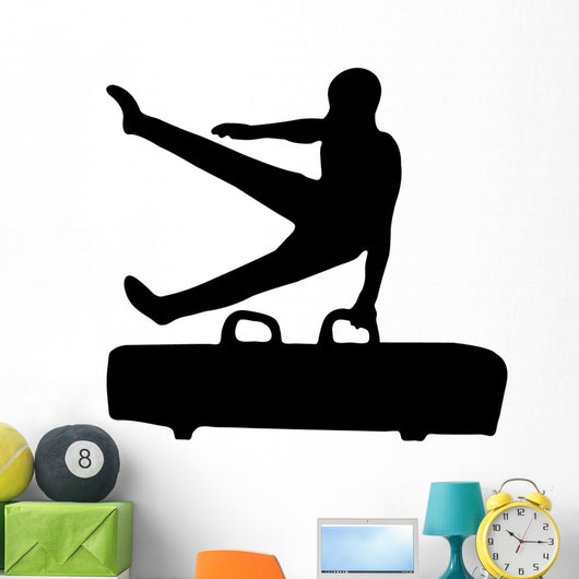 Gymnastics Silhouette Style Single Hand Horse Flip Wall Decal