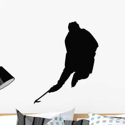 Hockey Silhouette Wall Decal shown on a wall