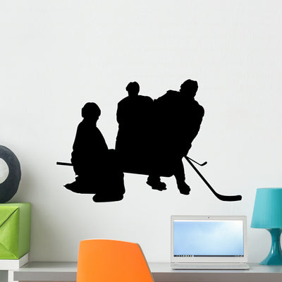 Hockey Wall Decal shown on a wall