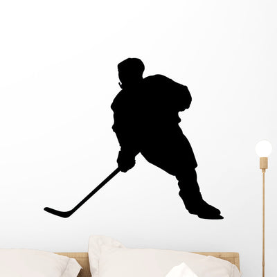 Hockey Wall Decal shown on a wall
