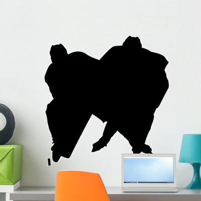 Hockey Wall Decal shown on a wall