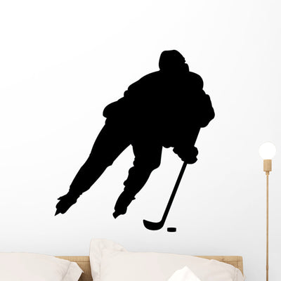 Hockey Wall Decal shown on a wall