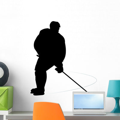 Hockey Wall Decal shown on a wall